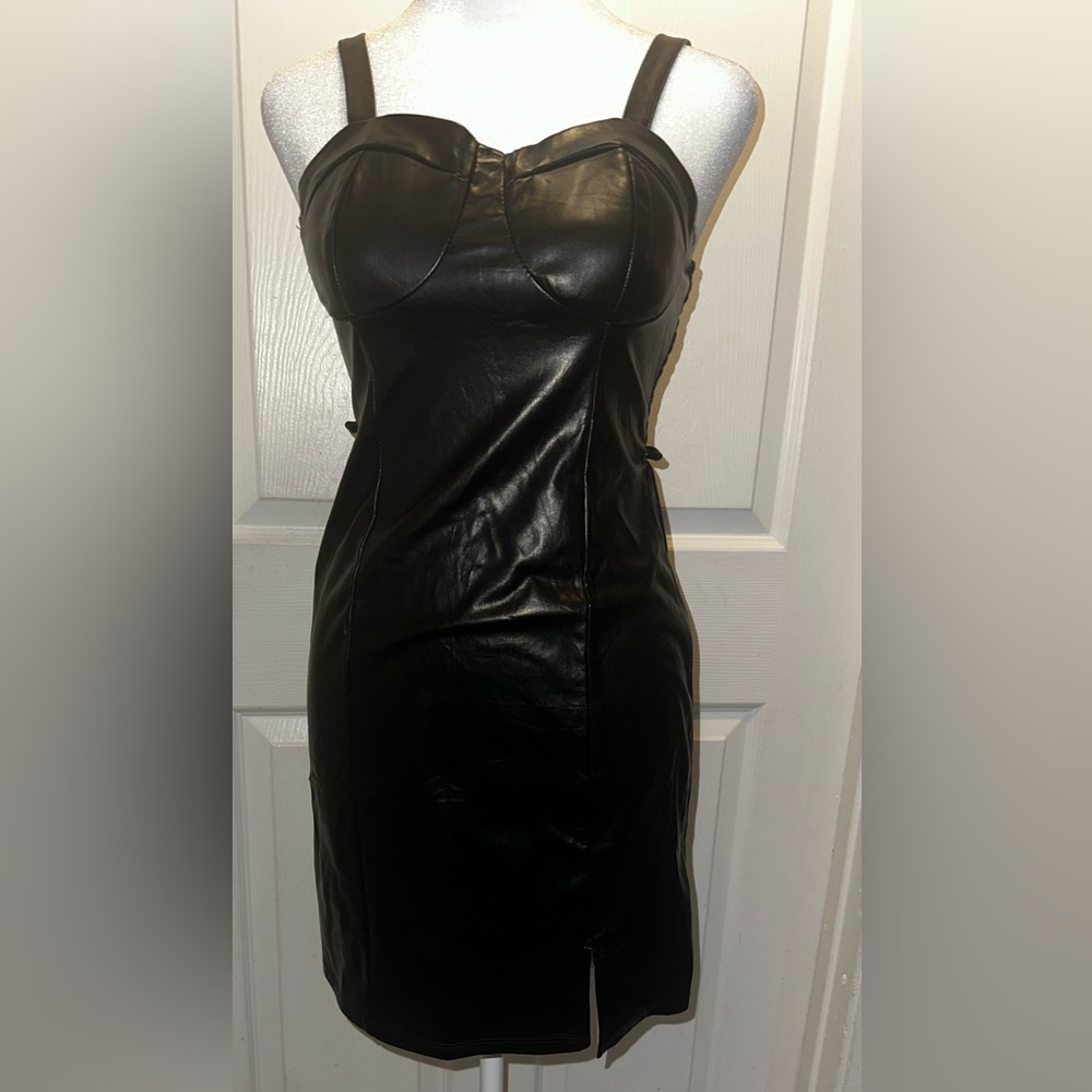 Elegant Black Leather Dress
